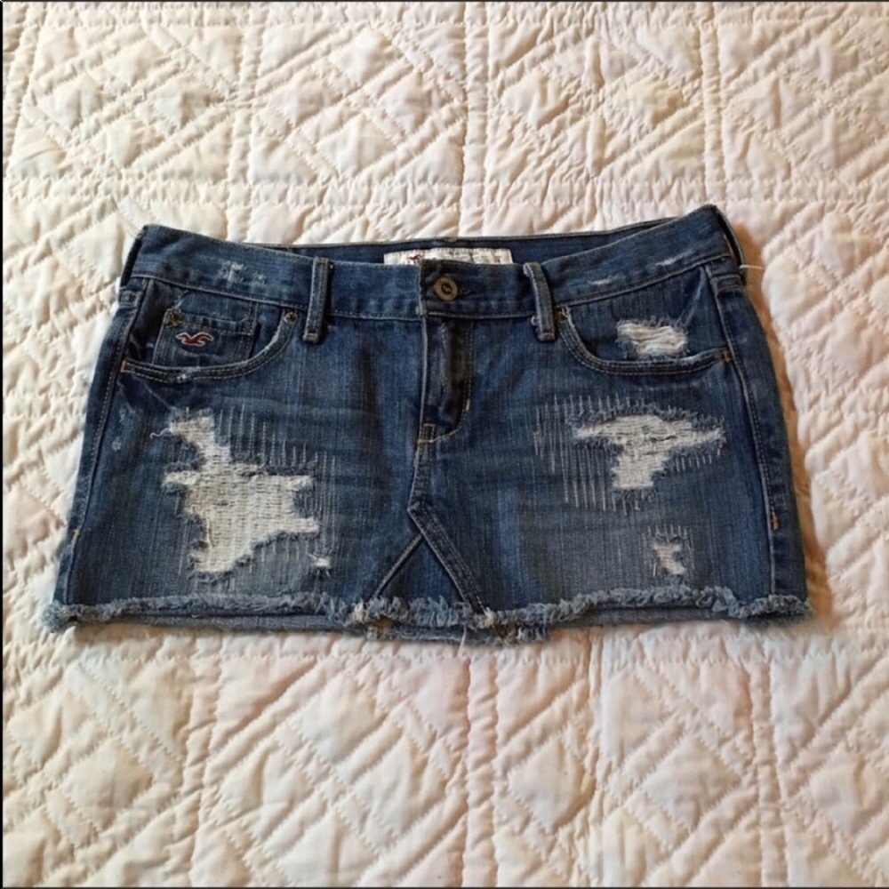 Hollister Distressed Mini Jean Skirt Sz 1